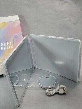 LED Touch Folding Makeup Mirror - White